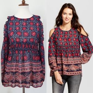 Knox Rose Floral Paisley Cold Shoulder Top